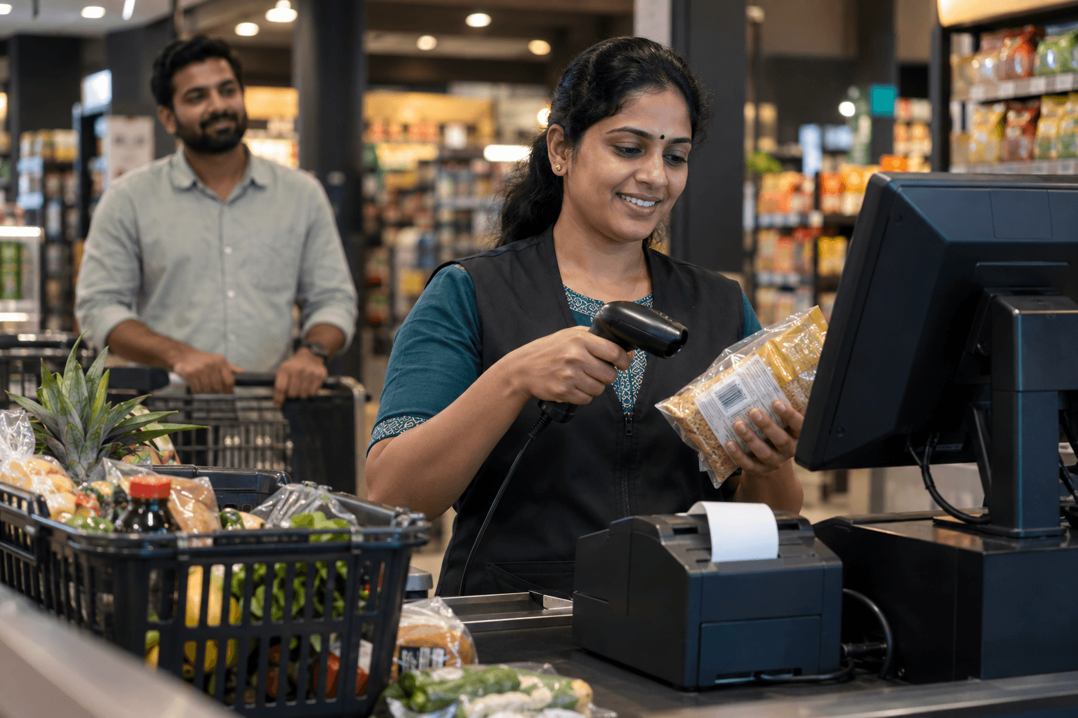 AI-generated illustration of supermarkets using a Cartix-style retail setup